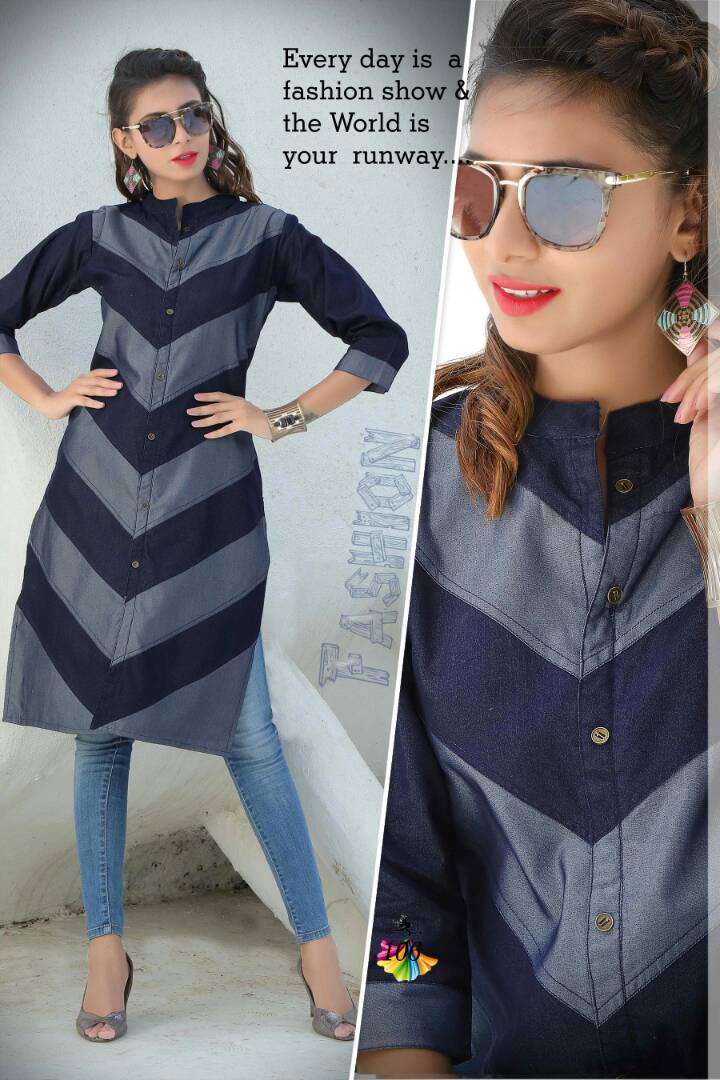 Fashion Vol-1 By Kaamiri 101 To 106 Series Indian Stylish Designer Beautiful Casual Wear Ready To Wear Denim Kurtis At Wholesale Price