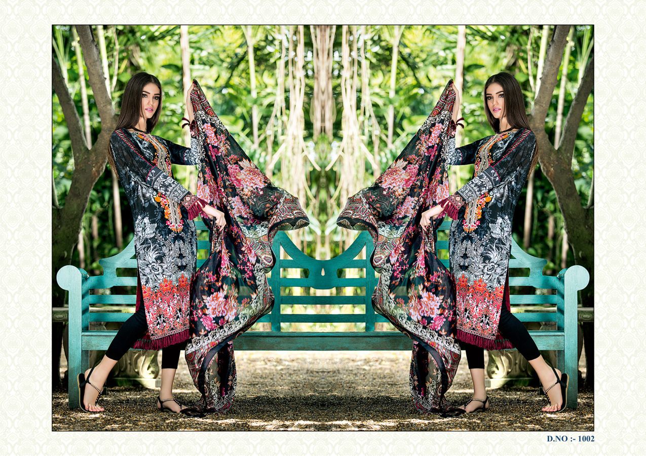 (sale)-lorenza By K.vidhan Creation 1001 To 1006 Series Beautiful Pakistani Suits With Embroidered Work On Top Stylish Colorful Fancy Casual Wear Party Wear & Occasional Wear Pure Cotton Printed Dresses At Wholesale Price