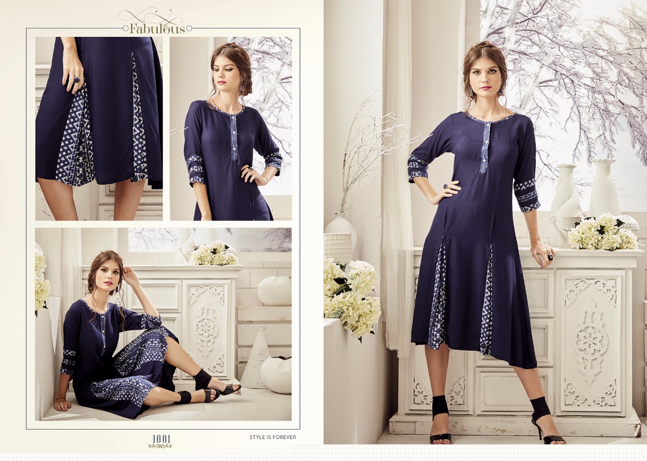 Ruhi By Yaazoo Fashion 1001 To 1010 Series Stylish Colorful Beautiful Fancy Ethnic Wear Casual Wear Rayon Printed & Embroidered Kurtis At Wholesale Price