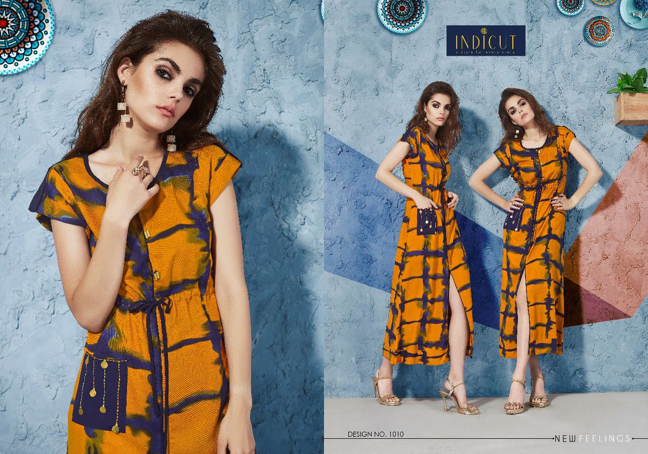 Glamour By Indicut 1001 To 1010 Series Stylish Colorful Beautiful Fancy Casual Wear & Ready To Wear Rayon Printed Kurtis At Wholesale Price