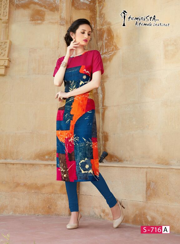 Saanj Vol-2 By Feminista Stylish Beautiful Colorful Fancy Ethnic Wear & Casual Wear Viscose Rayon Foil Printed Kurtis At Wholesale Price