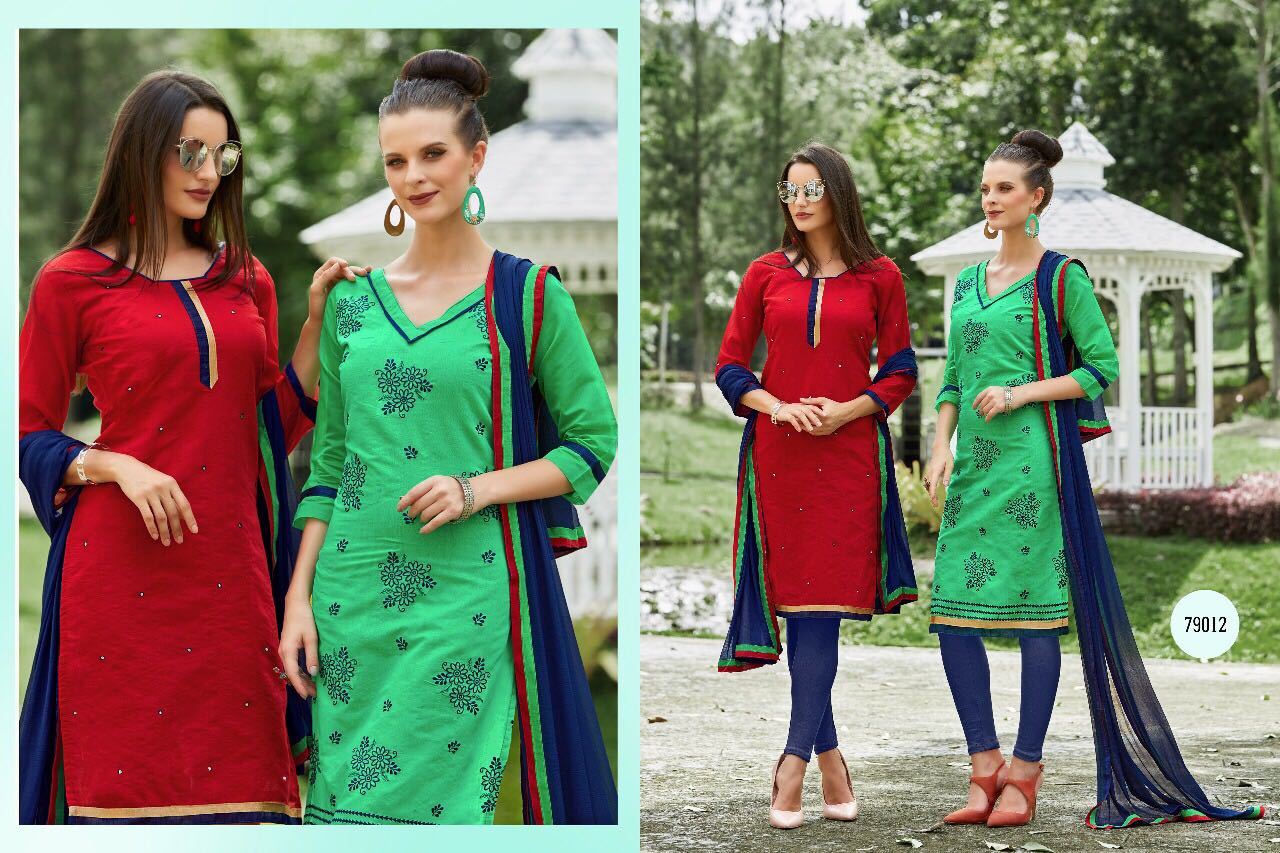 Kavvya Suits Vol-79 By B.g. 79001 To 79012 Series Two Tops Beautiful Colorful Stylish Embroidered Work Suits Casual Wear & Ethnic Wear Chanderi Silk Dresses At Wholesale Price