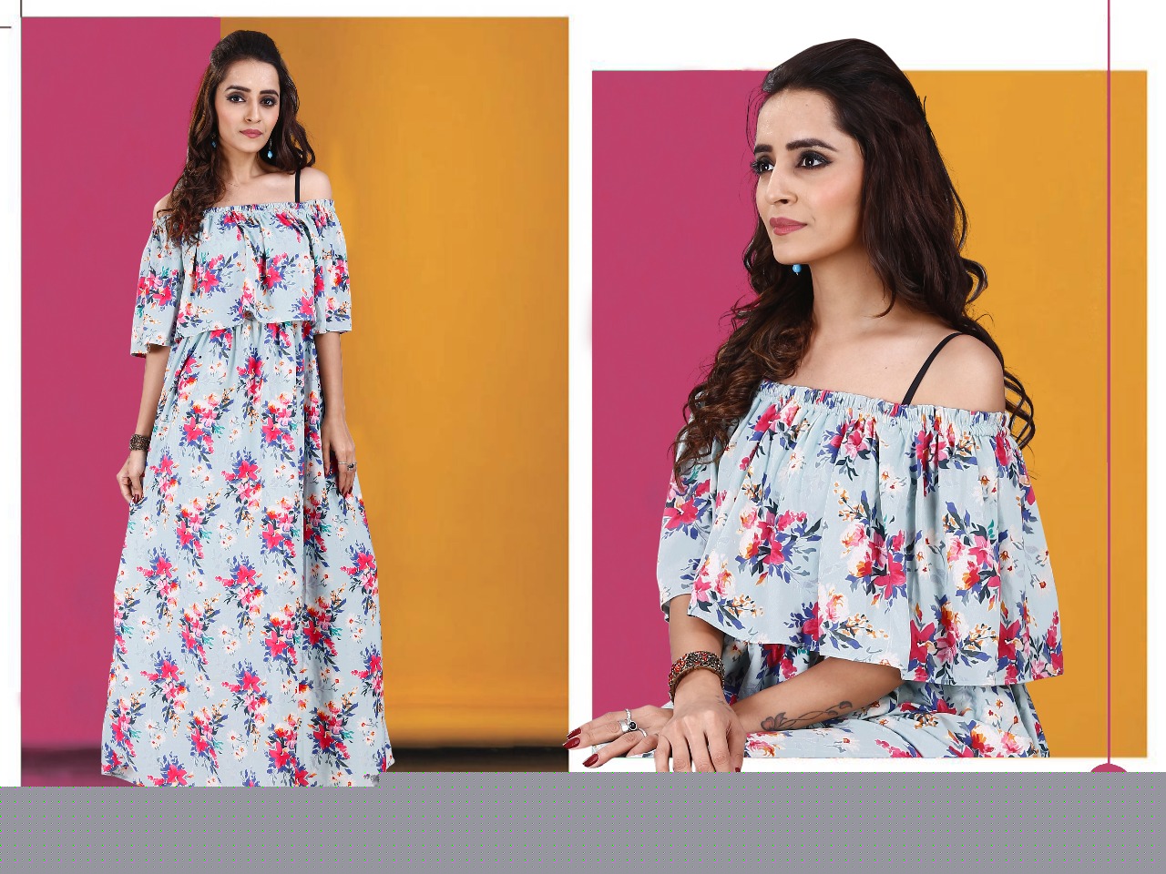 Rose By Jugnii 101 To 108 Series Stylish Western Fancy Beautiful Casual Wear & Ethnic Wear Crepe Printed Kurtis At Wholesale Price