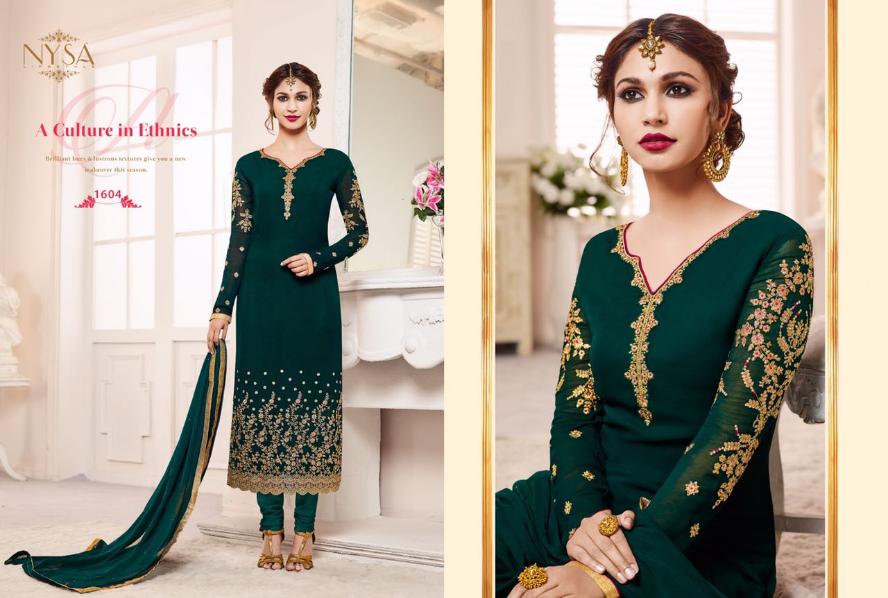 Straight Collection Vol-7 By Nysa Lifestyle 1601 To 1607 Series Beautiful Indian Suits With Embroidered Work Fancy Party Wear & Occasional Wear Georgette Dresses At Wholesale Price