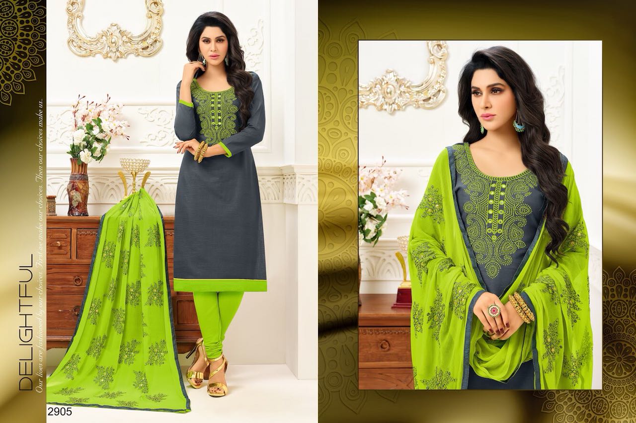 Fusion By Rr Fashion 2901 To 2912 Series Indian Beautiful Colorful Fancy Ethnic Wear Embroidered Suits & Party Wear Cotton Slub Dresses At Wholesale Price