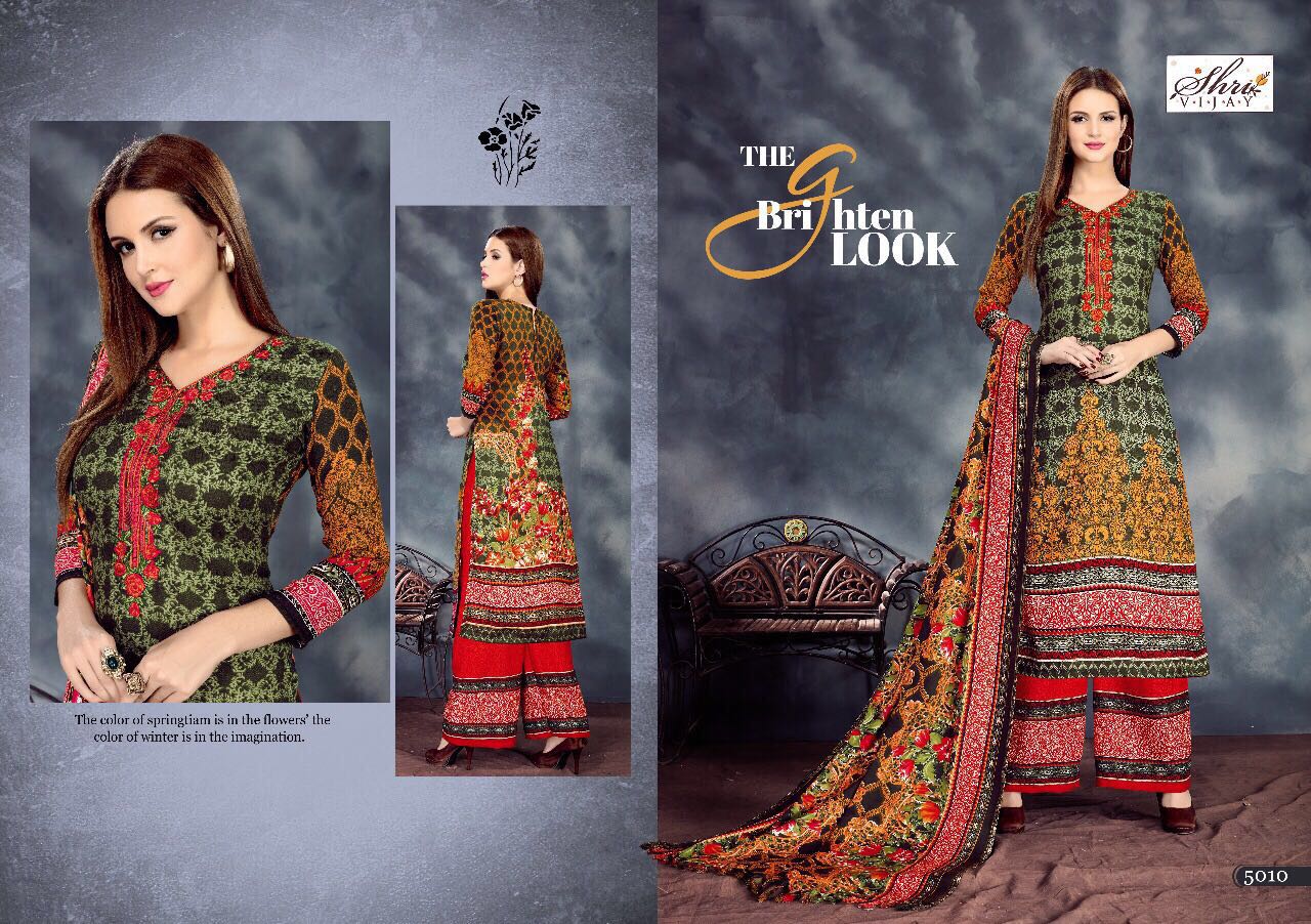 Sahanaz By Shri Vijay 5001 To 5010 Series Beautiful Pakistani Suits With Self Embroidered Work & Print Fancy Party Wear & Occasional Wear Pure Pashmina Jac. Dresses At Wholesale Price
