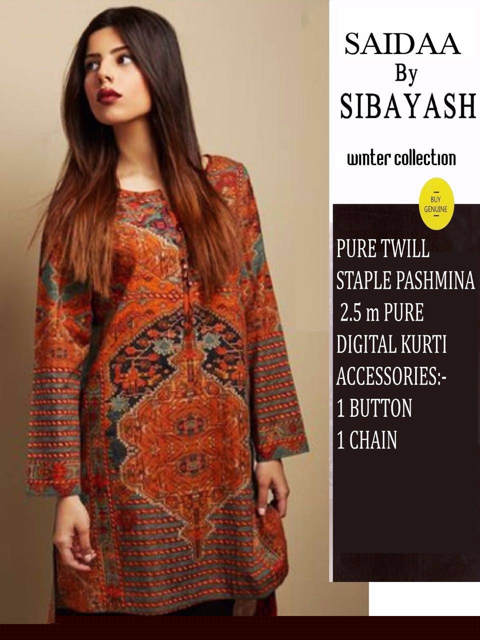 Saidaa By Sibayash 01 To 05 Series Beautiful Colorful Stylish Fancy Winter Wear & Casual Wear Pashmina Twill Digital Printed Kurtis At Wholesale Price
