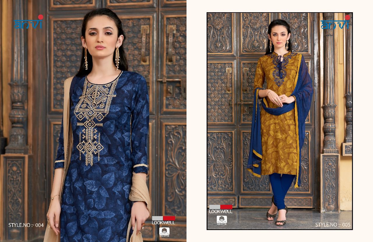 Avni By Lookwell 001 To 006 Series Indian Beautiful Colorful Fancy Embroidered Casual Wear & Occasional Wear Cotton Printed Dresses At Wholesale Price