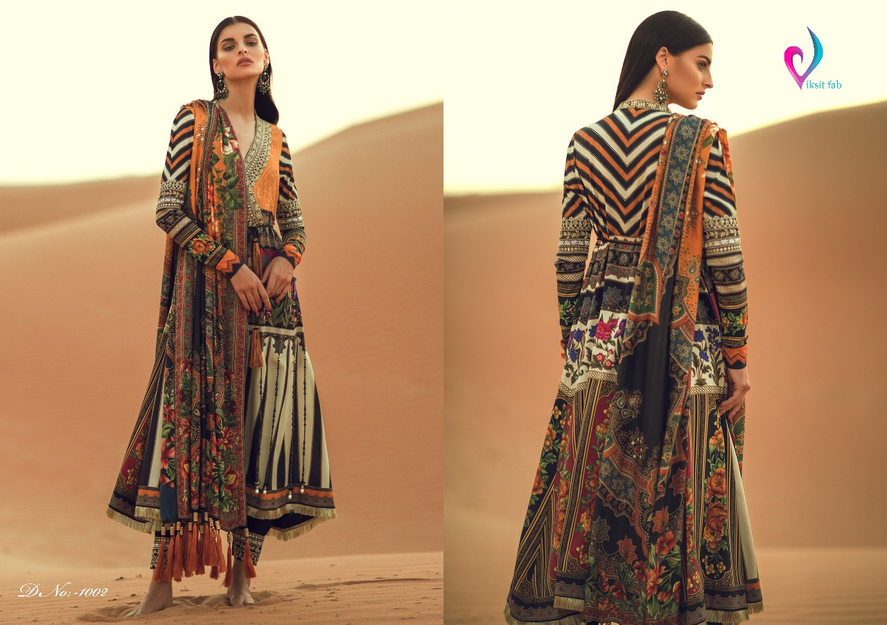 Elan Satin Cotton By Viksit Fab 1001 To 1006 Series Designer Colorful Beautiful Pakistani Suits Party Wear & Casual Wear Glace Cotton Dresses At Wholesale Price