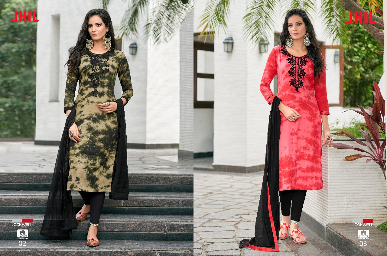 Jhil By Lookwell 01 To 06 Series Indian Beautiful Colorful Stylish Fancy Embroidered Casual Wear & Occasional Wear Cotton Printed Dresses At Wholesale Price