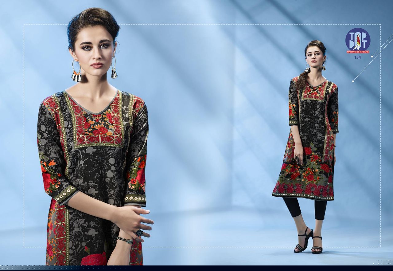 Motif Vol-4 By Top-dot 153 To 162 Series Beautiful Stylish Colorful Fancy Casual Wear & Ethnic Wear French Crepe Printed Kurtis At Wholesale Price