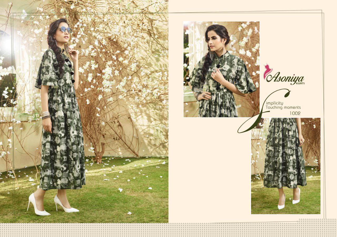 Aadhira Vol-1 By Asoniya 1001 To 1006 Series Stylish Beautiful Colorful Fancy Casual Wear & Ethnic Wear Lawn Cotton Printed Kurtis At Wholesale Price