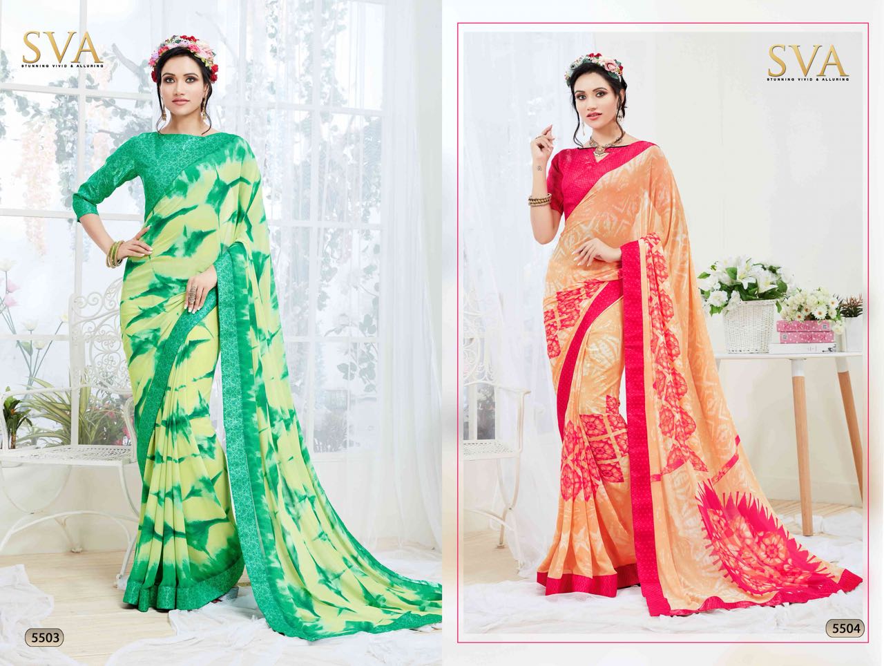 Aashima By Sva 5501 To 5506 Series Designer Beautiful Colorful Traditional Wear Fancy Party Wear & Occasional Wear Georgette Printed Sarees At Wholesale Price
