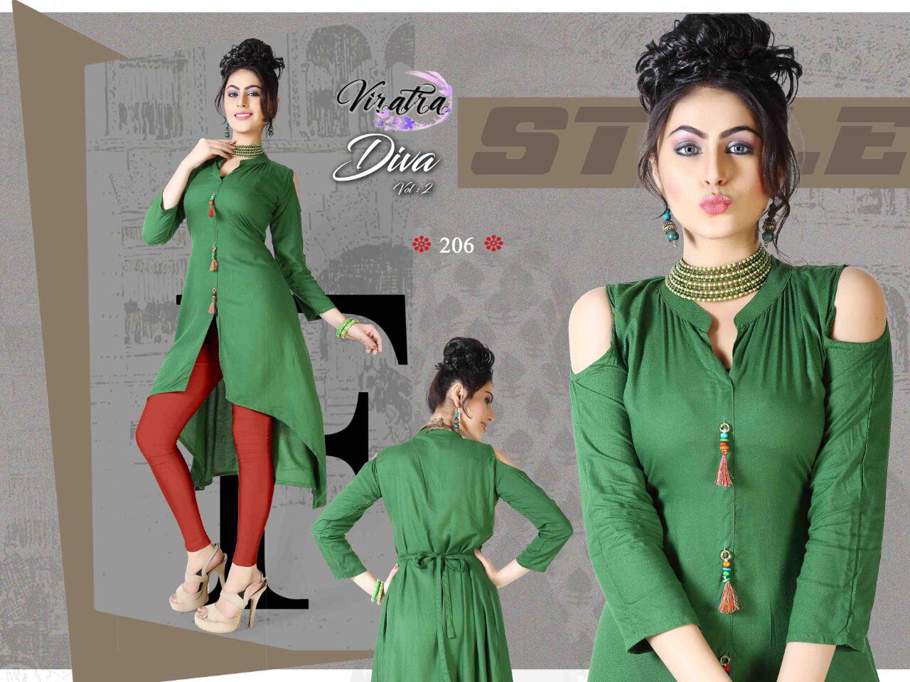 Diva Vol-2 By Viratra Tex 201 To 210 Series Stylish Beautiful Colorful Fancy Casual Wear & Ethnic Wear Rayon Cotton Printed Kurtis At Wholesale Price