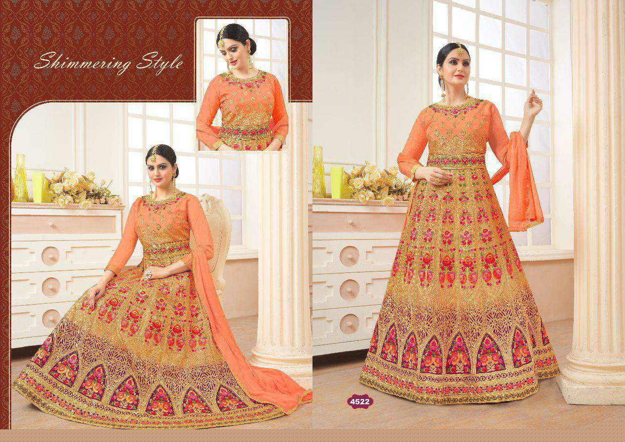 Florence Bridal Vol-6 By A.m.fashion 4521 To 4524 Series Designer Beautiful Colorful Wedding Collection Party Wear & Occasional Wear Faux Georgette/ Silk Dresses At Wholesale Price