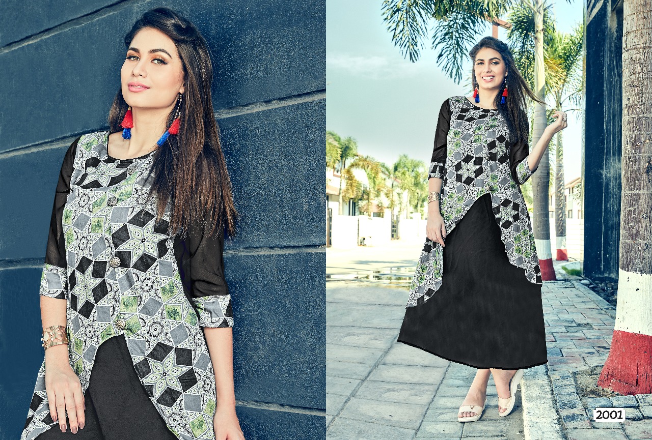 Myra By Modesi 2001 To 2008 Series Stylish Beautiful Colorful Fancy Casual Wear & Ethnic Wear Georgette/ Rayon Printed Kurtis At Wholesale Price