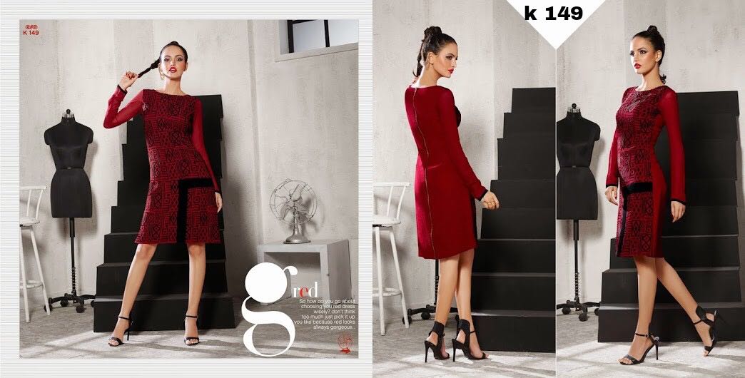 (sale)-red By Eternal 139 To 149 Series Stylish Beautiful Colorful Fancy Party Wear & Ethnic Wear Georgette Embroidered Kurtis At Wholesale Price