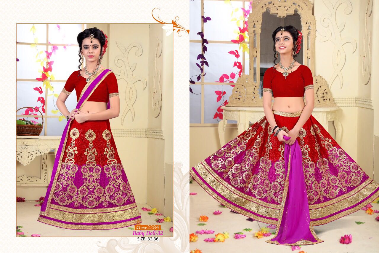 Baby Doll Vol-32 By Sanskar Style 2279 To 2287 Series Beautiful Stylish Wedding Collection Party Wear & Occasional Wear Net Embroidered Lehengas At Wholesale Price