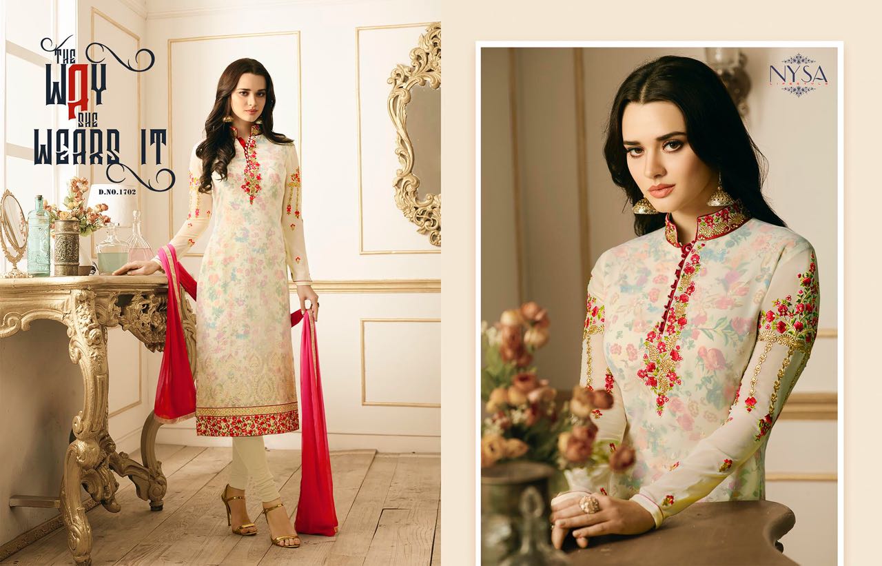 Nysa Vol-8 By Nysa Lifestyle 1701 To 1707 Series Designer Colorful Stylish Beautiful Party Wear & Ethnic Wear Georgette Dresses At Wholesale Price