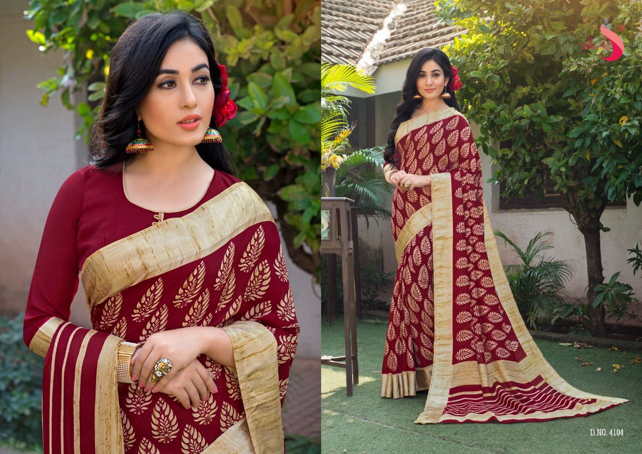 Pikasso By Silkvilla 4101 To 4111 Series Designer Beautiful Colorful Fancy Ethnic Wear & Party Wear Printed Jute Satin Border Sarees At Wholesale Price