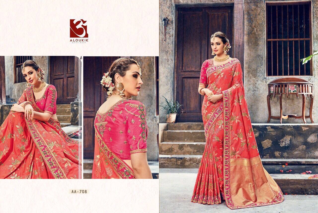 Silk City By Aloukik Attires Aa-701 To Aa-711 Series Designer Indian Traditional Wear Beautiful Fancy Occasional Wear & Party Wear Weaving Silk Sarees At Wholesale Price