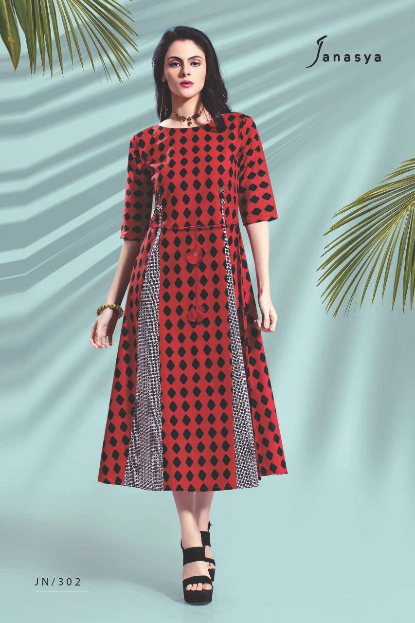 Flowers By Janasya 301 To 310 Series Stylish Fancy Beautiful Colorful Party Wear & Ethnic Wear Jaipuri Cotton Printed Kurtis At Wholesale Price