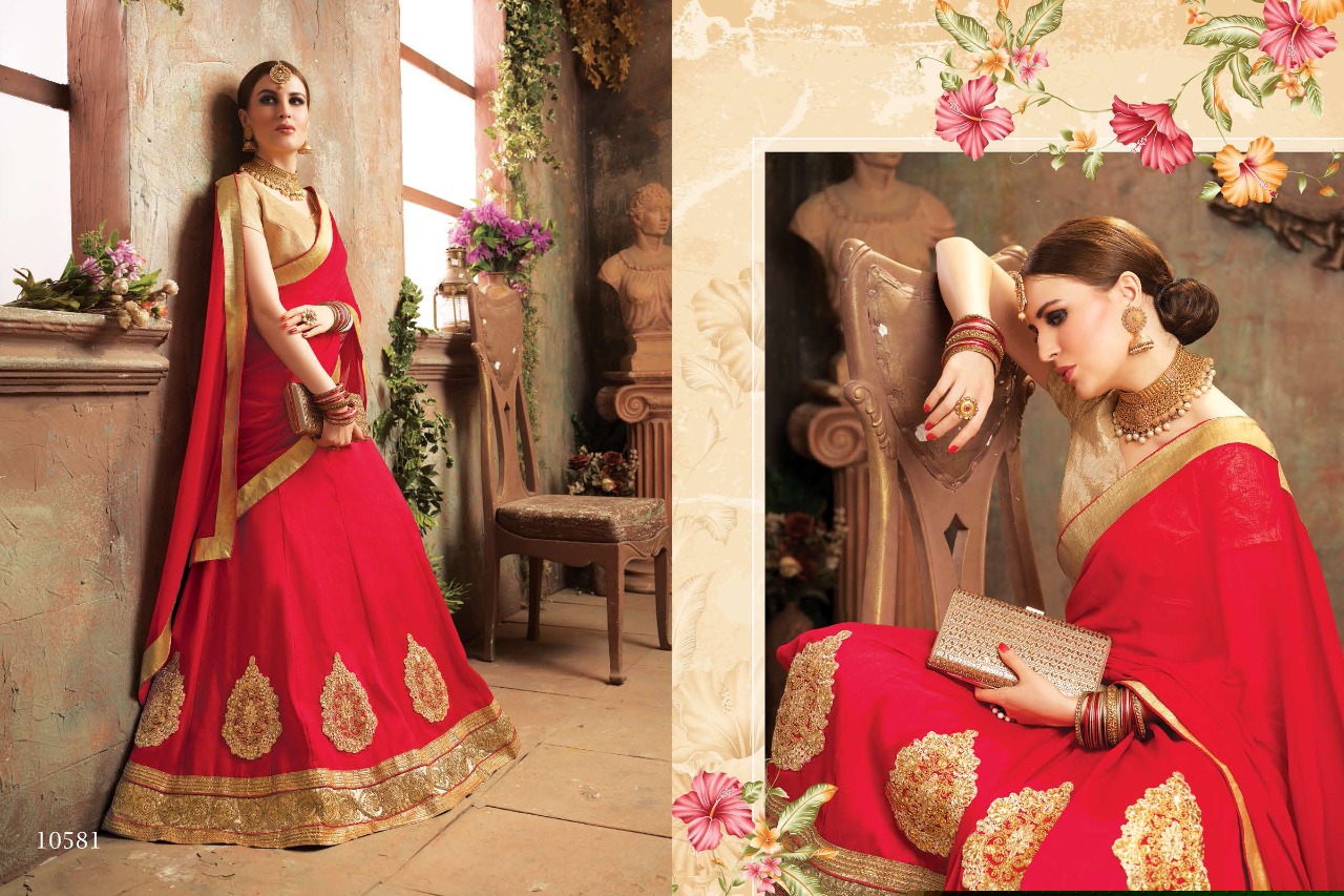 Majestic By Riddhoo Fashion 10581 To 10588 Series Designer Beautiful Fancy Colorful Party Wear & Occasional Wear Silk Lehengas At Wholesale Price