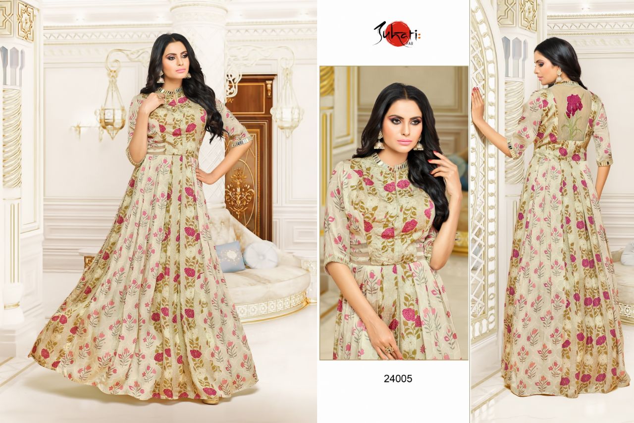 Myra Vol-3 By Suhati Fab 24003 To 24011 Series Designer Stylish Colorful Fancy Beautiful Party Wear & Ethnic Wear Heavy Muslin & Satin Silk Printed & Embroidered Kurtis At Wholesale Price