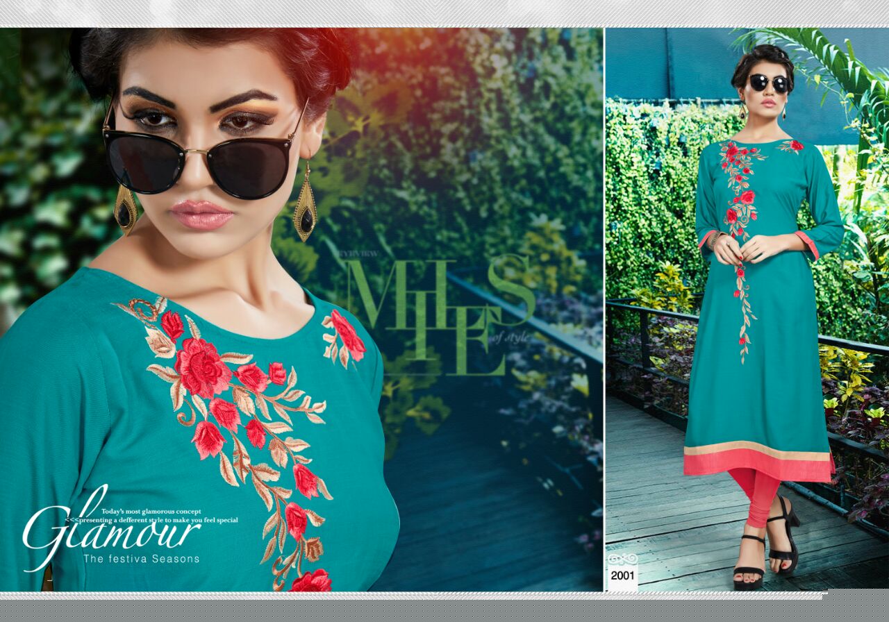 Splash By Jmg Fasionista 2001 To 2009 Series Stylish Colorful Fancy Beautiful Casual Wear & Ethnic Wear Rayon Slub Embroidered Kurtis At Wholesale Price