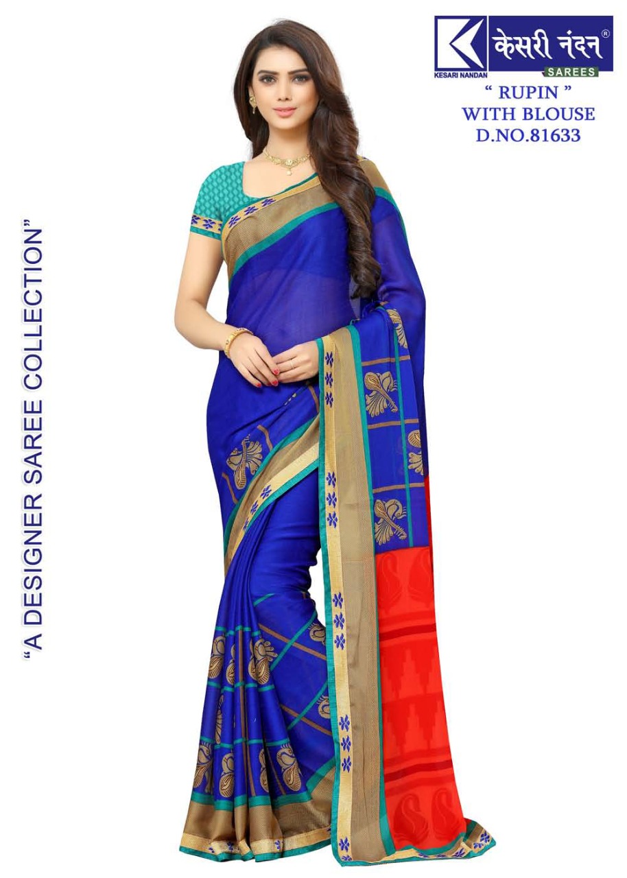 Rupin By Kesari Nandan Sarees 81631 To 81636 Series Beautiful Fancy Colorful Stylish Party Wear & Occasional Wear Chiffon Printed Sarees At Wholesale Price