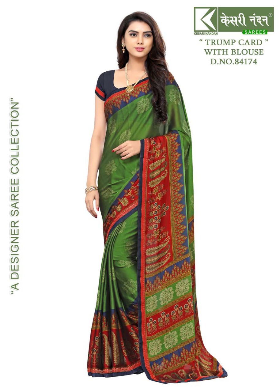 Trump Card By Kesari Nandan Sarees 84171 To 84180 Series Beautiful Fancy Colorful Stylish Party Wear & Occasional Wear Georgette Printed Sarees At Wholesale Price
