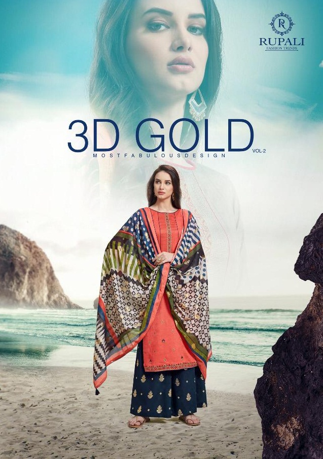 3d Gold Vol-2 By Rupali Fashion 2001 To 2007 Series Designer Suits Collection Beautiful Stylish Fancy Colorful Party Wear & Occasional Wear Jam Satin Negative Print Embroidery Dresses At Wholesale Price