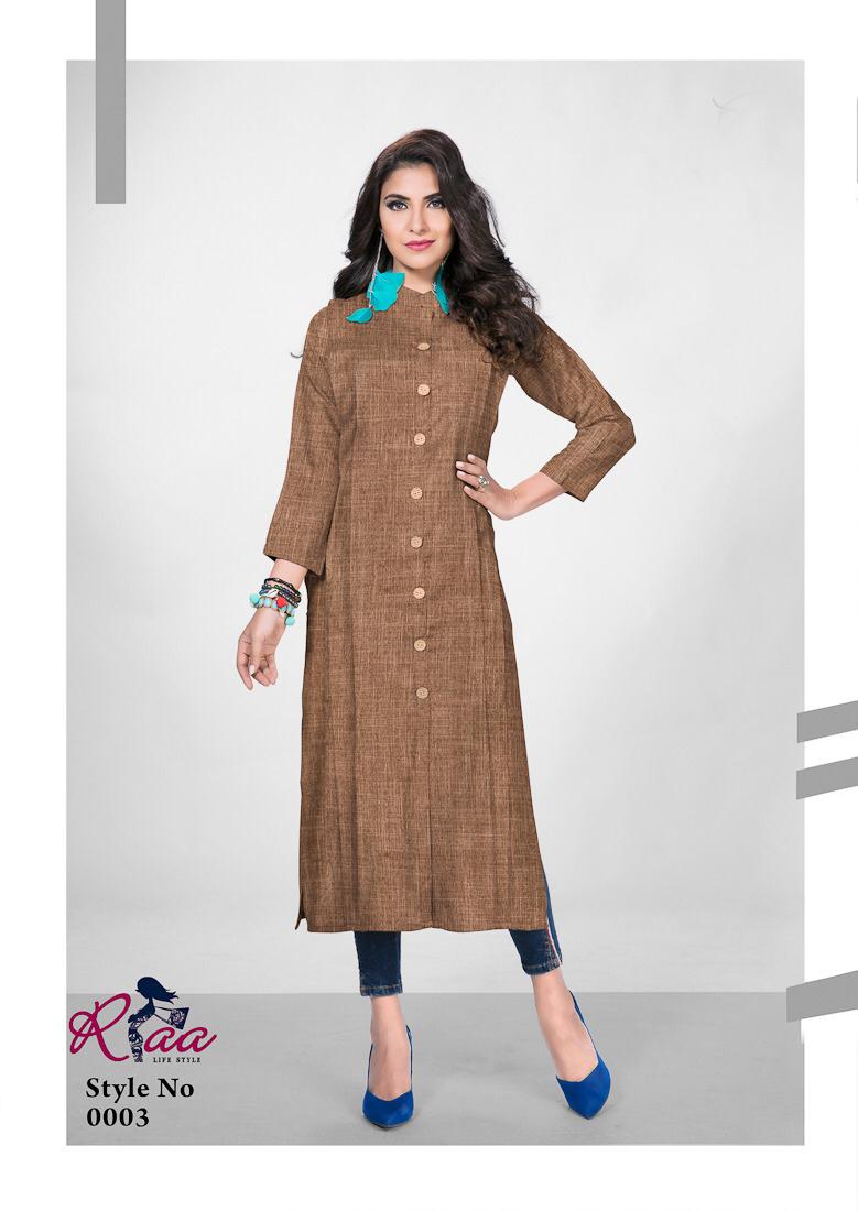 7 Colours By Riaa 0001 To 0007 Series Beautiful Stylish Fancy Colorful Casual Wear & Ethnic Wear & Ready To Wear Rayon Premium Heavy Double Process Kurtis At Wholesale Price