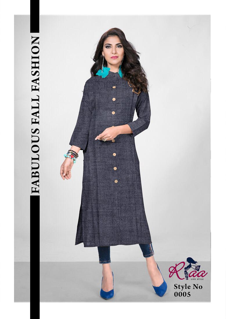 7 Colours By Riaa 0001 To 0007 Series Beautiful Stylish Fancy Colorful Casual Wear & Ethnic Wear & Ready To Wear Rayon Premium Heavy Double Process Kurtis At Wholesale Price