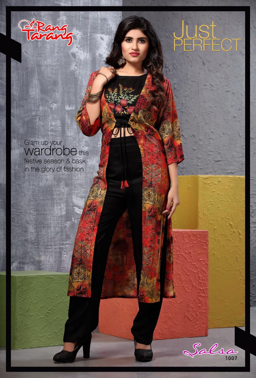 Salsa Vol-2 By Tarang 1001 To 1010 Series Stylish Fancy Beautiful Colorful Casual Wear & Ethnic Wear Rayon Printed Kurtis With Pant At Wholesale Price