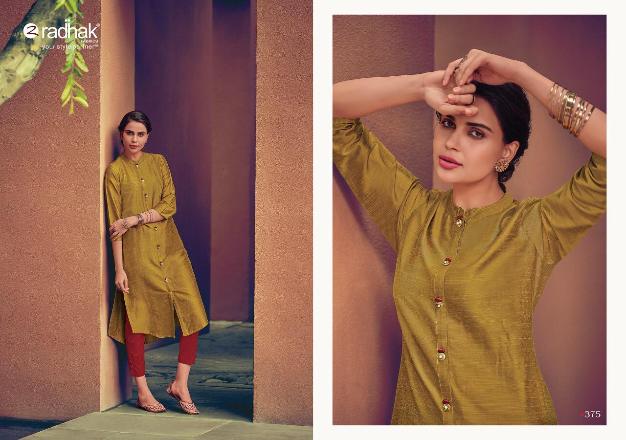 9 Series Vol-3 By Radhak Fashion 375 To 380 Series Beautiful Stylish Fancy Colorful Casual Wear & Ethnic Wear & Ready To Wear Silk Slub/ Silk Rayon Printed Kurtis At Wholesale Price