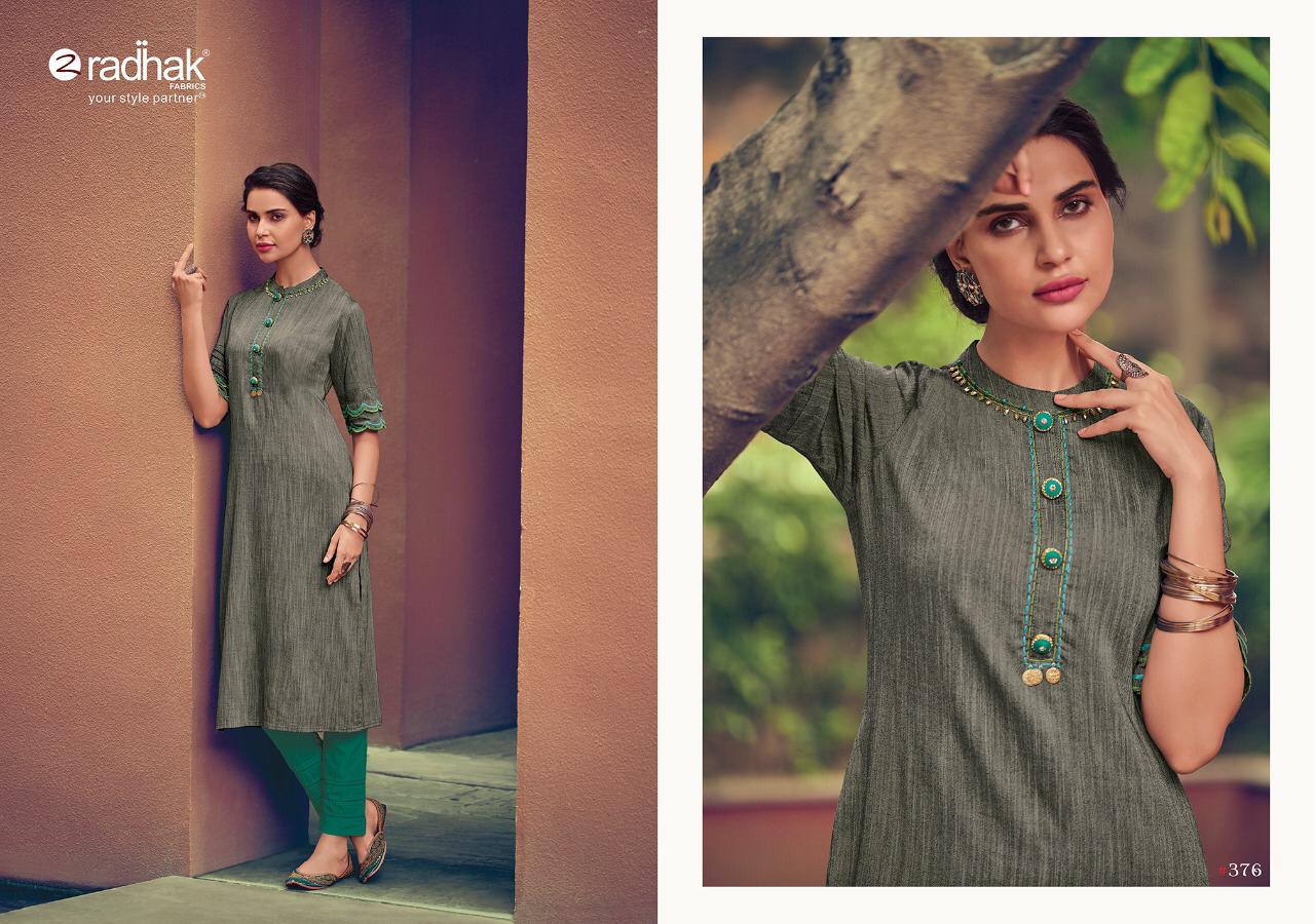 9 Series Vol-3 By Radhak Fashion 375 To 380 Series Beautiful Stylish Fancy Colorful Casual Wear & Ethnic Wear & Ready To Wear Silk Slub/ Silk Rayon Printed Kurtis At Wholesale Price