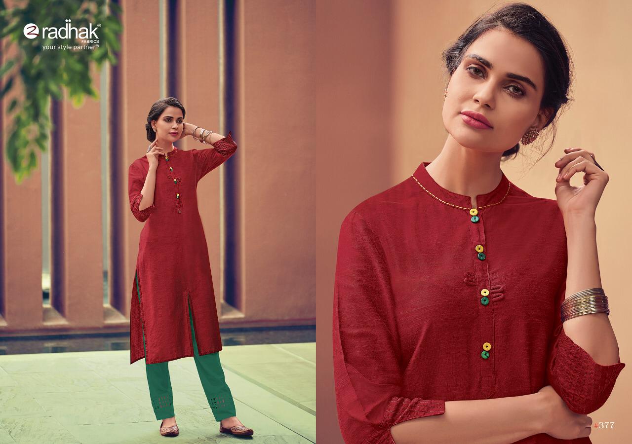 9 Series Vol-3 By Radhak Fashion 375 To 380 Series Beautiful Stylish Fancy Colorful Casual Wear & Ethnic Wear & Ready To Wear Silk Slub/ Silk Rayon Printed Kurtis At Wholesale Price