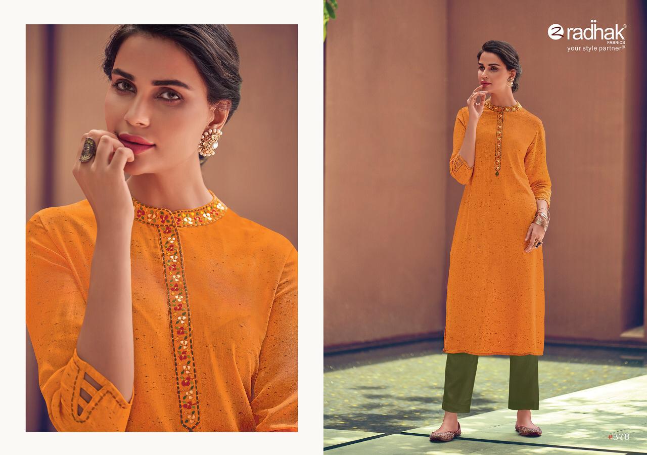 9 Series Vol-3 By Radhak Fashion 375 To 380 Series Beautiful Stylish Fancy Colorful Casual Wear & Ethnic Wear & Ready To Wear Silk Slub/ Silk Rayon Printed Kurtis At Wholesale Price