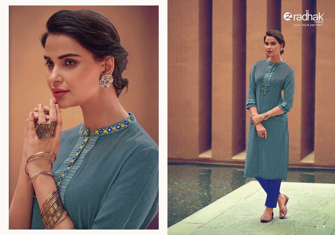 9 Series Vol-3 By Radhak Fashion 375 To 380 Series Beautiful Stylish Fancy Colorful Casual Wear & Ethnic Wear & Ready To Wear Silk Slub/ Silk Rayon Printed Kurtis At Wholesale Price