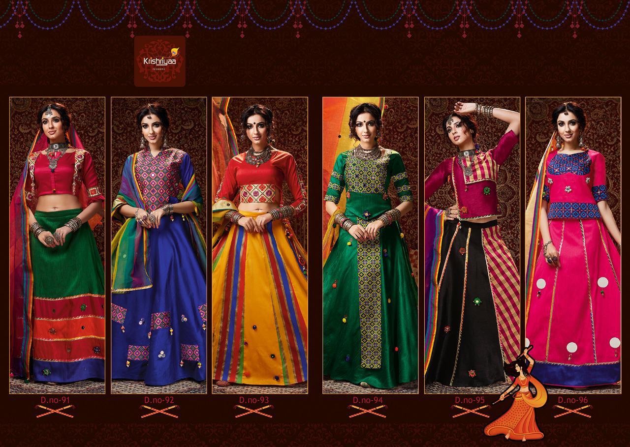 9 Ratri By Krishriyaa 91 To 96 Series Designer Beautiful Collection Occasional Wear & Party Wear Slub Silk And Jacquard Lehengas At Wholesale Price
