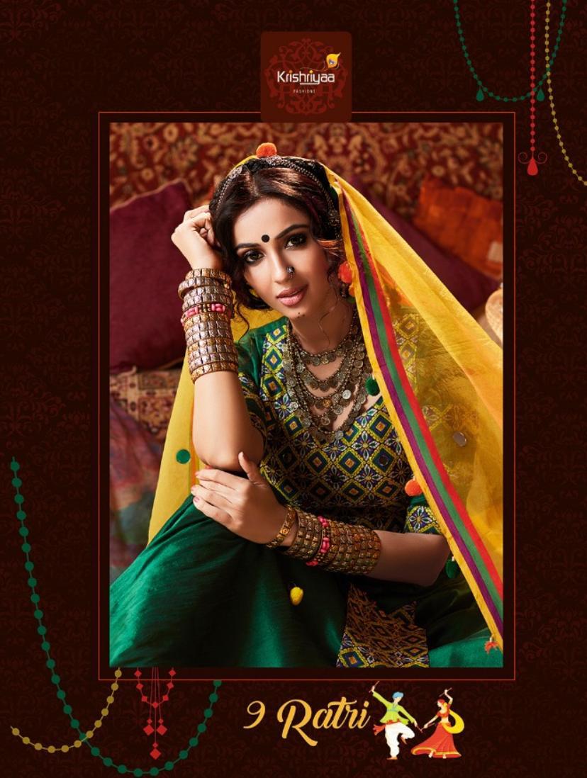 9 Ratri By Krishriyaa 91 To 96 Series Designer Beautiful Collection Occasional Wear & Party Wear Slub Silk And Jacquard Lehengas At Wholesale Price