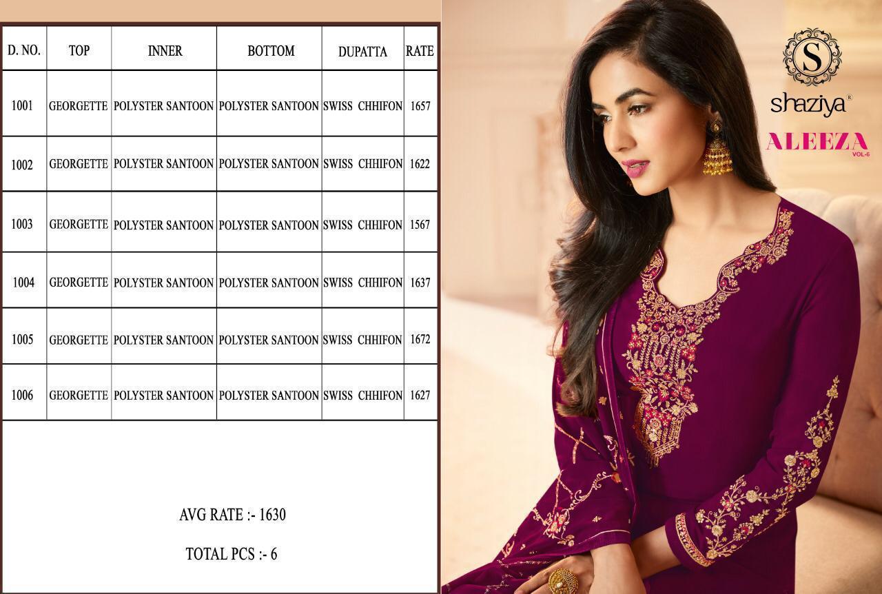 Aleeza Vol-3 By Shaziya 10001 To 10006 Series Beautiful Suits Stylish Fancy Colorful Party Wear & Ethnic Wear Collection Satin Georgette Dresses At Wholesale Price