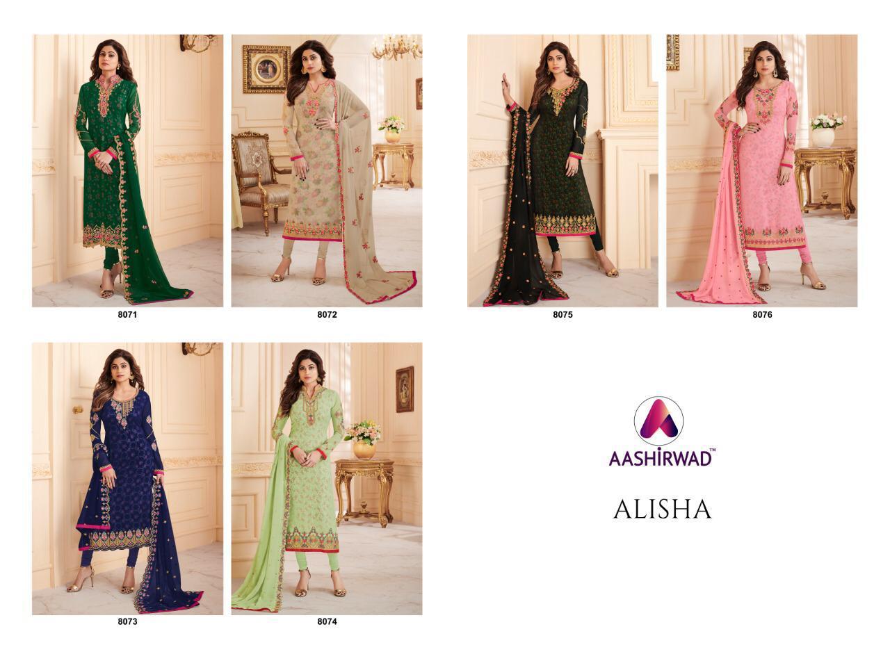 Alisha By Aashirwad Creation 8071 To 8076 Series Indian Traditional Wear Collection Beautiful Stylish Fancy Colorful Party Wear & Occasional Wear Real Georgette At Wholesale Price