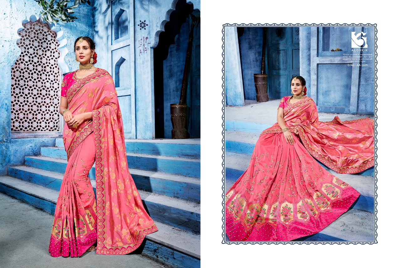 Aloukik 1100-series By Aloukik 1101to 1109 Series Indian Traditional Wear Collection Beautiful Stylish Fancy Colorful Party Wear & Occasional Wear Silk At Wholesale Price
