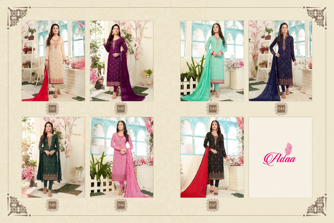 Apsara By Adaa 541 To 547 Series Designer Suits Collection Beautiful Stylish Fancy Colorful Party Wear & Occasional Wear Georgette Dresses At Wholesale Price