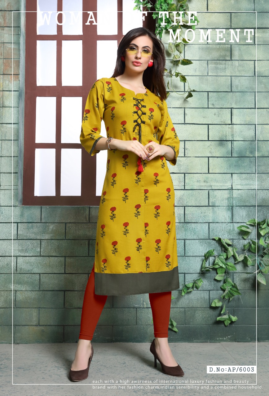 Aura Premium Vol-6 By Pranjal Creations 6001 To 6008 Series Indian Traditional Wear Collection Beautiful Stylish Fancy Colorful Party Wear & Occasional Wear Rayon Print Kurtis At Wholesale Price