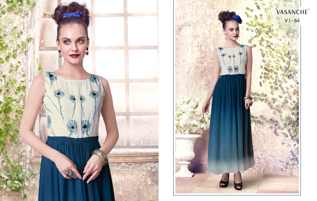 Chisel By Vasanche 61 To 69 Series Designer Beautiful Stylish Fancy Colorful Party Wear & Ethnic Wear & Ready To Wear Georgette Printed Kurtis At Wholesale Price