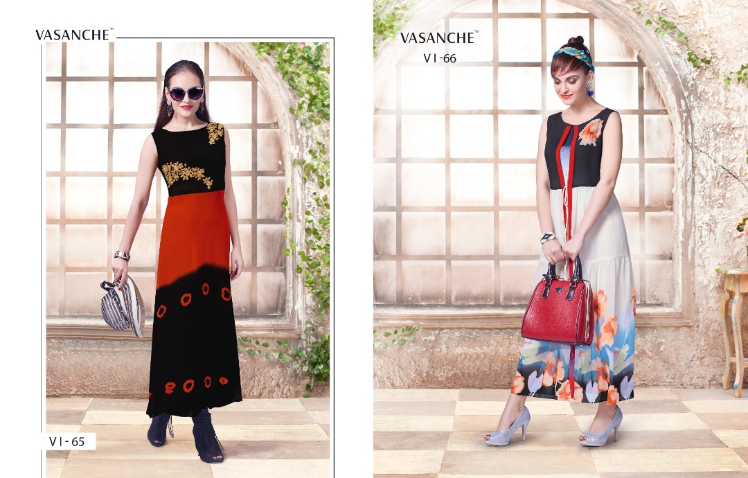 Chisel By Vasanche 61 To 69 Series Designer Beautiful Stylish Fancy Colorful Party Wear & Ethnic Wear & Ready To Wear Georgette Printed Kurtis At Wholesale Price