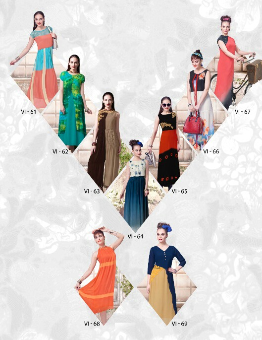 Chisel By Vasanche 61 To 69 Series Designer Beautiful Stylish Fancy Colorful Party Wear & Ethnic Wear & Ready To Wear Georgette Printed Kurtis At Wholesale Price